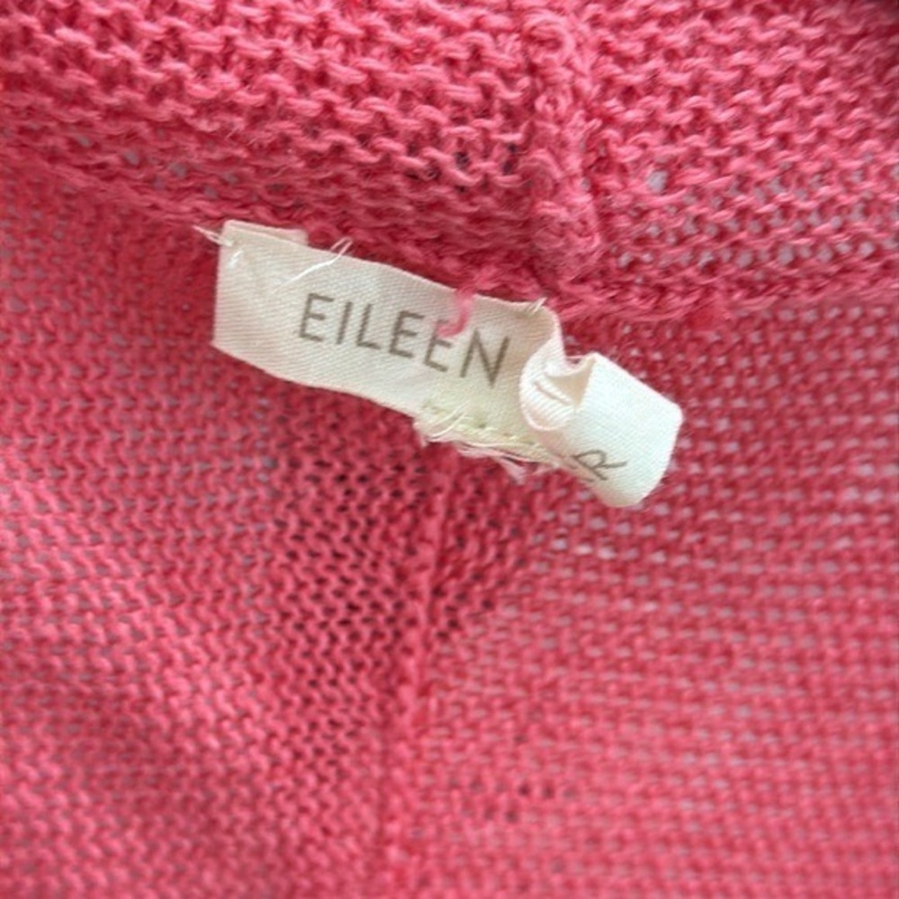 Eileen Fisher Pink 100% Hemp Open Front Cardigan Sweater Petite P 3/4 Sleeve - Picture 4 of 6